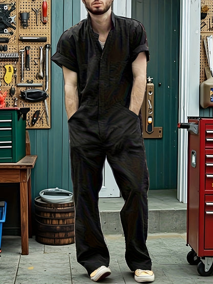 Men's Hooded Coveralls - Full-Zip One-Piece Design Style 8709