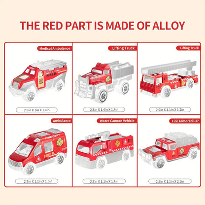 Fire Truck Toy Set for Kids Ages 3-6 – Die-Cast Metal Carrier Truck with Play Mat, Emergency Vehicle Collection, Birthday Christmas Gift for Boys Girls