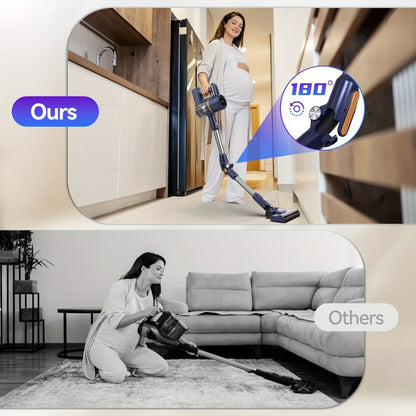 Cordless Vacuum Cleaner for Home – Corded & Cordless 2-in-1, 180° Foldable, LED Brush, High Suction, 40-Min Runtime, 38.58oz Dust Cup for Hardwood Floors, Seniors & Pregnant Women