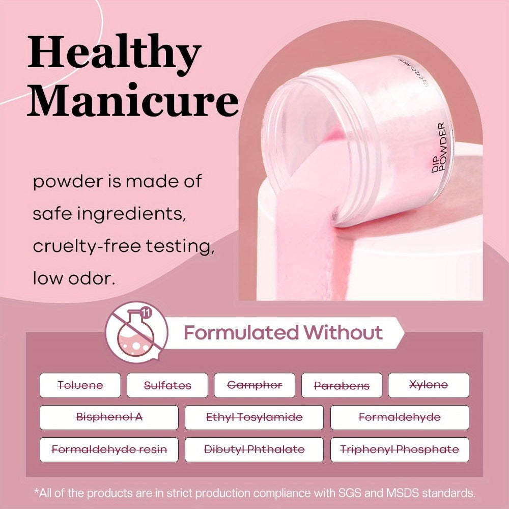 11-Piece Dip Powder Nail Kit Nude Grey Pink — 4 Colors Complete Dipping Set with Base Coat Activator Top Coat Nail Tools No Lamp French Manicure Gift for Women