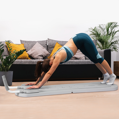 Home Pilates Training Board 8-in-1 – 350LB Capacity, PP Anti-Distortion, Foldable with Resistance Bands & Non-Slip Feet for Shoulders, Abs & Full Body Strength Training