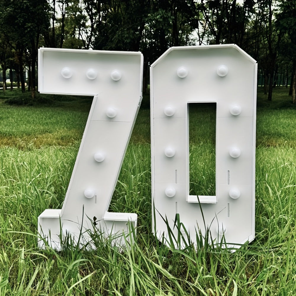 Giant LED Number Light 28.7 Inch Warm White – Illuminated Number Balloon Frame for Birthday Anniversary Graduation Party, PS Foam Board Digit Stand Photo Backdrop Decoration