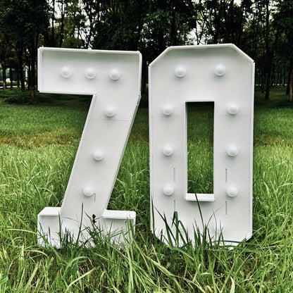 Giant LED Number Light 28.7 Inch Warm White – Illuminated Number Balloon Frame for Birthday Anniversary Graduation Party, PS Foam Board Digit Stand Photo Backdrop Decoration