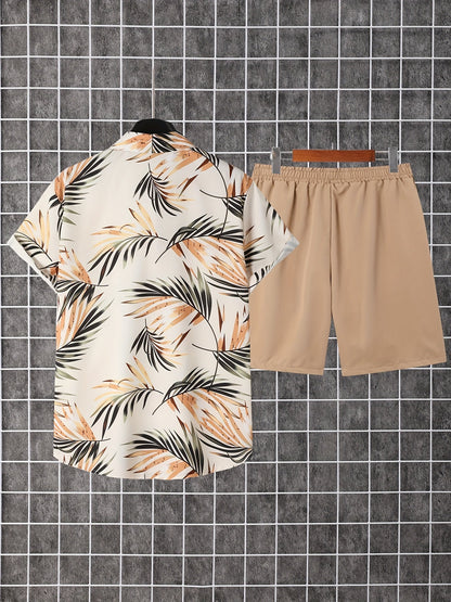 Men's Shirt and Shorts Set - Resort Print Summer Classic Edition