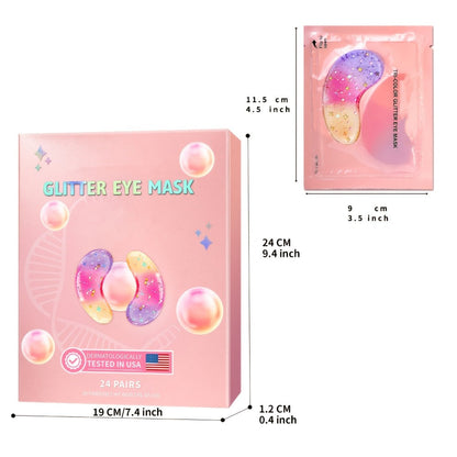 Collagen Under Eye Patches 12 Pairs Glitter Gold Gel Pads - Dark Circles Puffiness Anti-Wrinkle Moisturizing Hyaluronic Acid Eye Mask for Women All Skin Types Skincare Gift