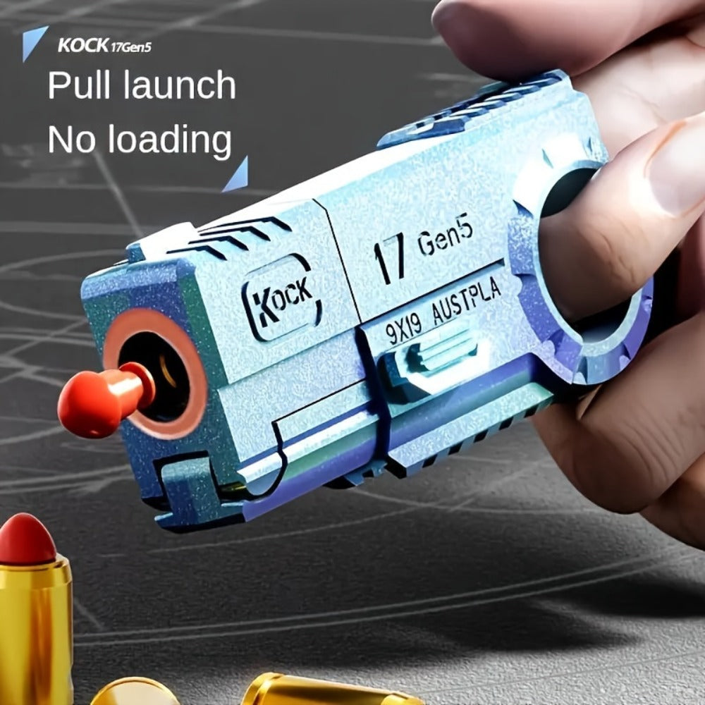 Alloy Finger Pistol Fidget Toy – One-Touch Cartridge Ejecting Stress Relief Desk Toy, Cool EDC Novelty Gift for Adults Men Teens, Fingertip Decompression Toy with Softball Launcher