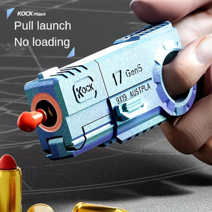 Alloy Finger Pistol Fidget Toy – One-Touch Cartridge Ejecting Stress Relief Desk Toy, Cool EDC Novelty Gift for Adults Men Teens, Fingertip Decompression Toy with Softball Launcher