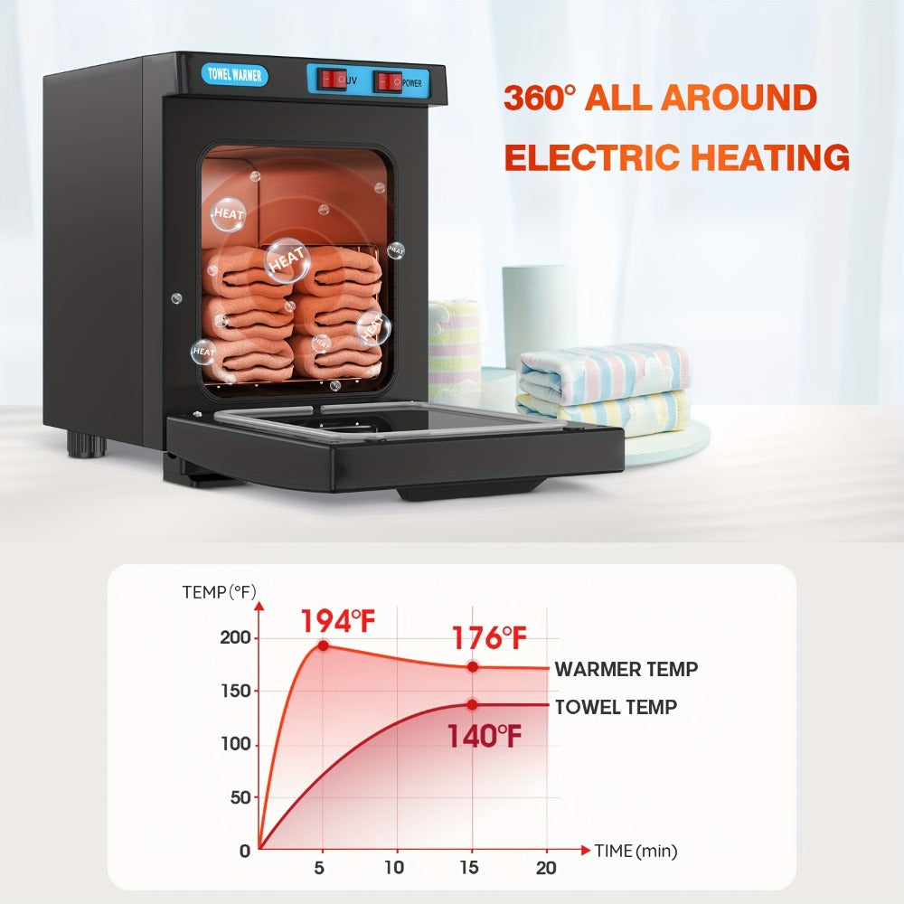 UV Hot Towel Warmer Cabinet 1.32 Gal 2-in-1 Heating & UV Sterilization — Freestanding Professional Spa Heater for Salon, Barber, Esthetician, Gym, Hotel & Home, Black & White