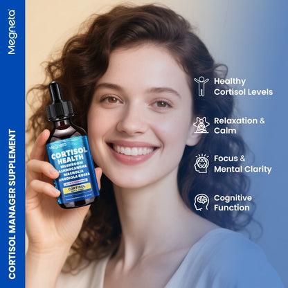 Cortisol Balance Liquid Drops for Stress Relief & Cortisol Belly – KSM-66 Ashwagandha, Magnesium Glycinate & L-Theanine Sublingual Supplement – 99% Absorption – 2 fl oz