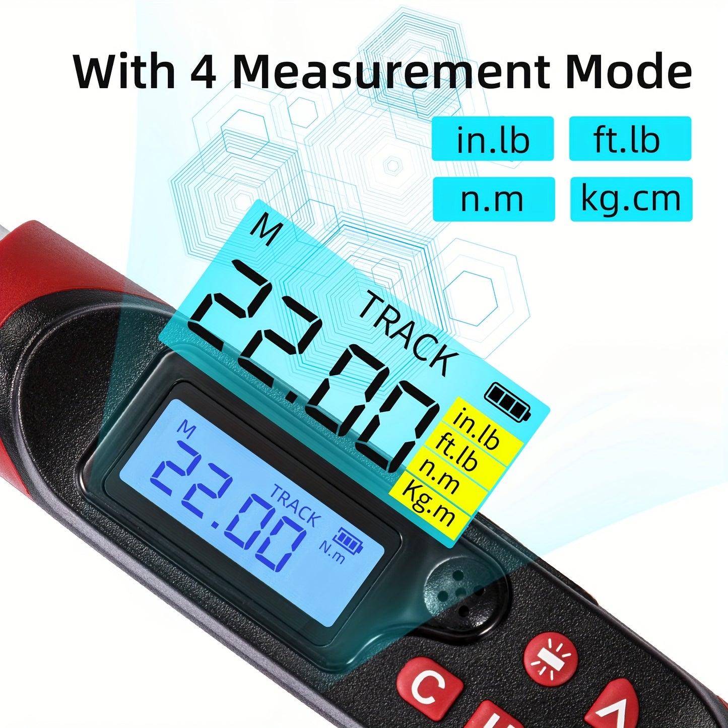 1/2, 3/8 Inch Drive Digital Torque Wrench, 17-340 Nm (12.5-250.8 Ft-Lb), 6.8-135 Nm (5.02-99.57 Ft-Lb), Electric Torque Wrench with Buzzer And LED, Preset Values And Data Storage, for Bike/Motorcycle/Auto Repairs, Plus And Minus 2% Accuracy