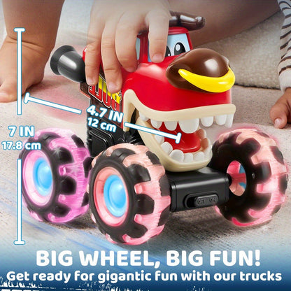 Monster Truck Toys for Toddlers 3-Pack LED Light Up Wheels Press & Go Animal Trucks Shark Bull Dinosaur – Glow Push Car Toy for Kids Ages 1-5 Birthday Easter Christmas Gift Boys Girls