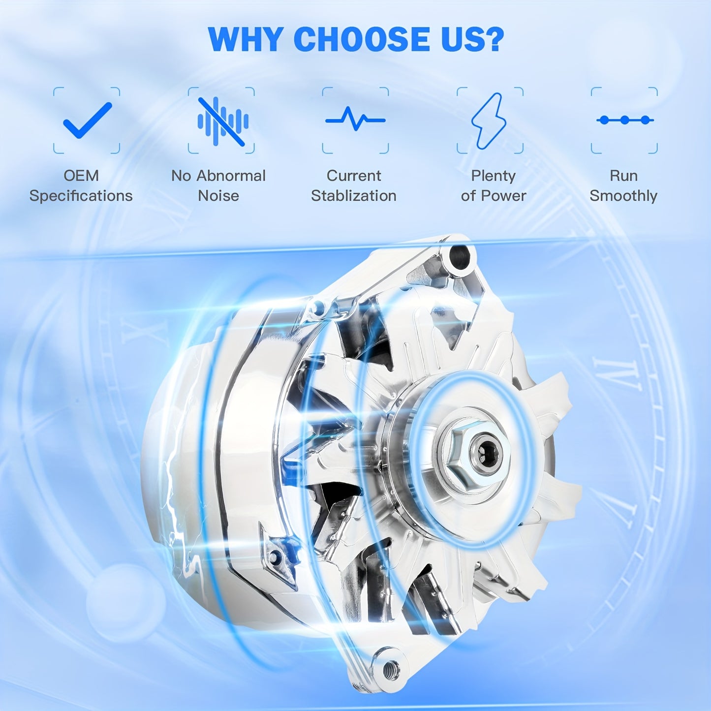 Alternator for Chrome BBC SBC for Chevy 110Amp Street Rod GM 1 Wire 1975-1985 110Amp
