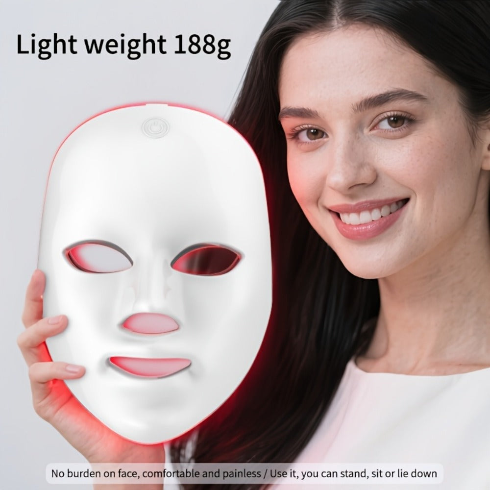 LED Light Therapy Facial Mask 7-Color USB Rechargeable Portable - Skin Rejuvenation Anti-Aging Acne Treatment Collagen Boost Home Beauty Device - Skincare Gift for Women Girlfriend All Skin Types