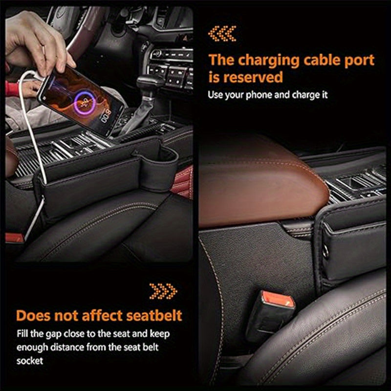 1 Set Universal Car Seat Gap Organizer - Multifunctional Storage Box with Pocket, Wallet, Keys, Card, Cup, And Phone Holder for Auto Interior Additions