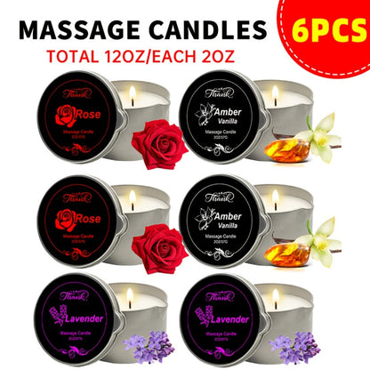 Massage Oil Candle 2-in-1 Soy Wax Scented Candle with Essential Oil — Moisturizing Warm Body Lotion for Spa Pedicure Relaxation Aromatherapy Gift for Women 2oz Multiple Scents