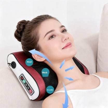 Shiatsu Neck & Back Massage Pillow – Bidirectional Rotating Deep Tissue Kneading Cervical Massager for Pain Relief, Electric Massage Pillow for Neck Shoulder & Back, Gift for Mom Dad Men Women