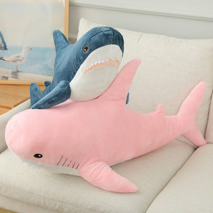 Shark Stuffed Animal Plush Pillow 24 Inch – Jumbo Soft Cute Shark Plush Toy for Kids Boys Girls Adults, Ocean Sea Animal Cuddle Pillow, Birthday Christmas Holiday Gift, Blue Grey Rainbow Colors