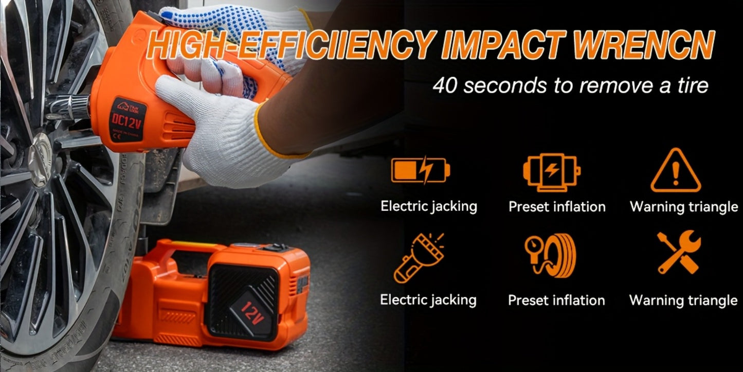 5 Ton Electric Hydraulic Car Jack with Built-in Air Pump – Portable Car Lift for SUV MPV Truck, Tire Replacement & Emergency Roadside Use, Optional Electric Impact Wrench