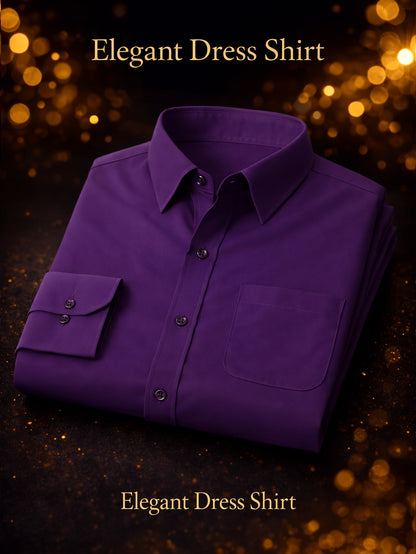 Men's Solid Long Sleeve Casual Shirt - Wrinkle Resistant