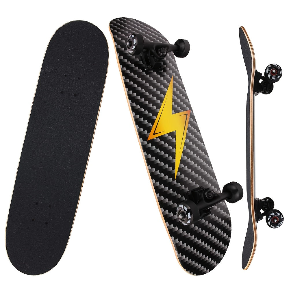 Graphic Skateboard 31 Inch 7-Ply Maple Deck ABEC-7 Bearings, Lightning Skull Monster
