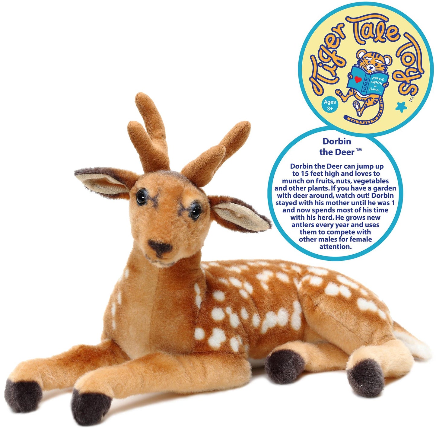 Large Deer Stuffed Animal Plush 21 Inch – Dorbin the Deer Soft Realistic Woodland Plush Toy by Viahart, CPSIA Safe with Character Story, Birthday Gift for Kids Animal Lovers