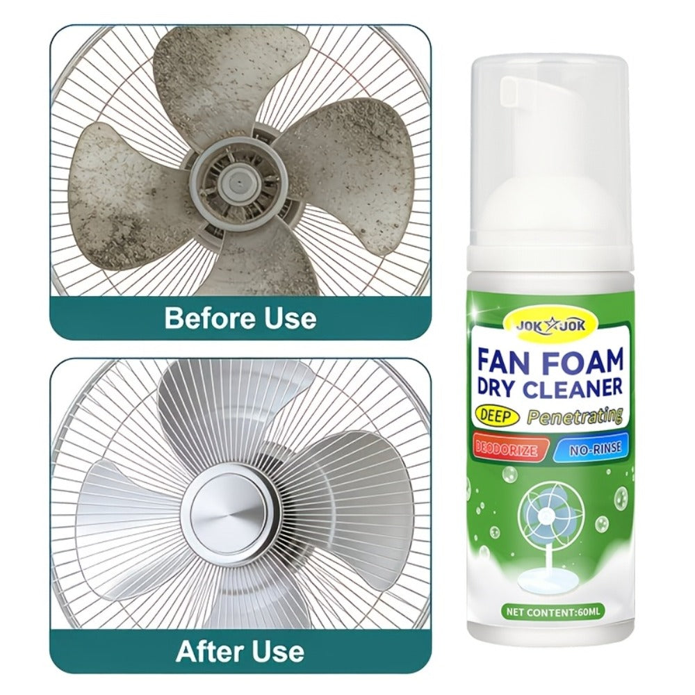Fan Cleaner Spray Deep Cleaning Maintenance for Fan Blades Grilles Motor Internal Components Reduces Dust Adhesion for Desktop Ceiling Floor Fans Air Conditioner Equipment with Cleaning Towel 2.03oz