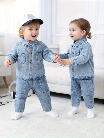 Baby Girls' Denim Jacket & Pants Set - 2-Piece