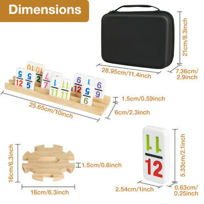 Mexican Train Dominoes Double 12 Set – 91 Colorful Tiles, 9 Metal Trains & 4 Wooden Racks, Complete Strategy Board Game with EVA Travel Case for Family Game Night, Adults & Kids, Classic Christmas & Holiday Gift