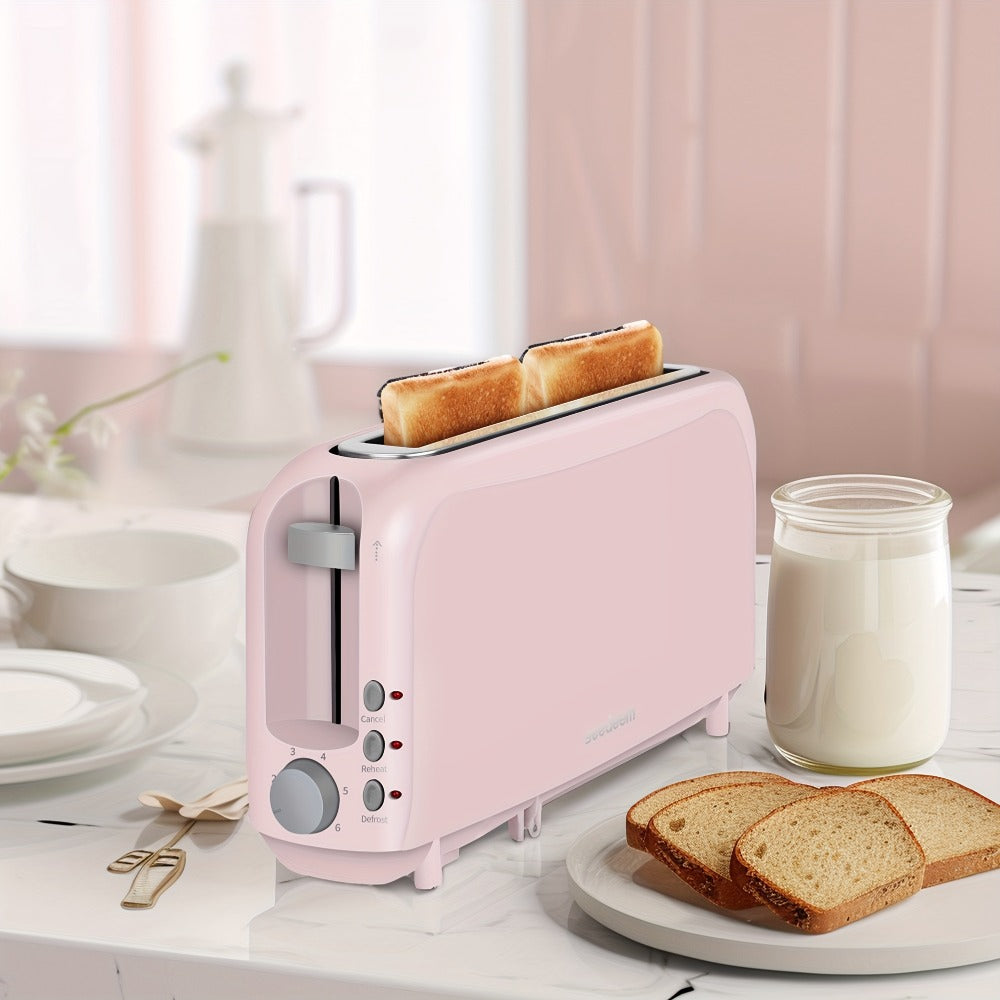 Slim Toaster 2-Slice Long Slot – 1.45" Wide Slot, 6 Shade Settings, Cancel/Reheat/Defrost, 750W, Removable Crumb Tray | 6 Colors