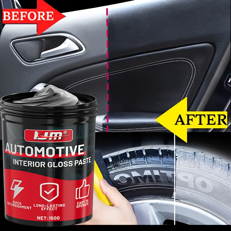 150G KJM Automotive Plastic Restorer And Whitening Cream - All-In-One Dashboard, Tire And Seat Restorer, Polish for Car Interior Gloss And Upholstery Care, Dashboard Shine Enhancer | Auto Interior Makeover | Long-Lasting Protection