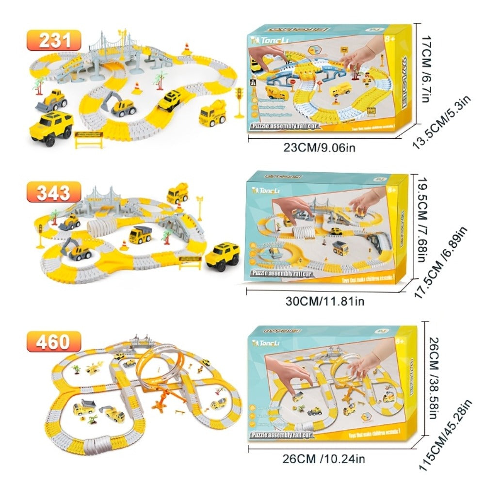 Roller Coaster Track Set 467pcs for Kids Ages 3 4 5 6 7 8 – Electric Race Car DIY Assembly Obstacle Challenge Track Toy STEM Engineering Gift Boys Girls Birthday Christmas