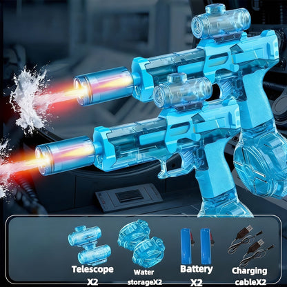 Automatic Water Gun 2 Pack for Kids with LED Lights – High-Speed Ultra-Long Range Squirt Gun Set for Boys & Girls, Summer Outdoor Toy & Best Birthday Gift