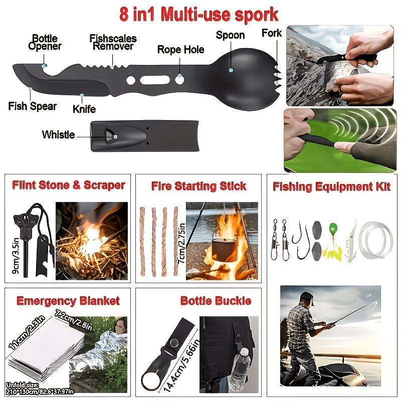Outdoor Camping Emergency Survival Kit Black Box | Portable Camping Gear Essentials Set | Wilderness Survival Tools Gift for Men Who Love Outdoor Exploration & Adventure