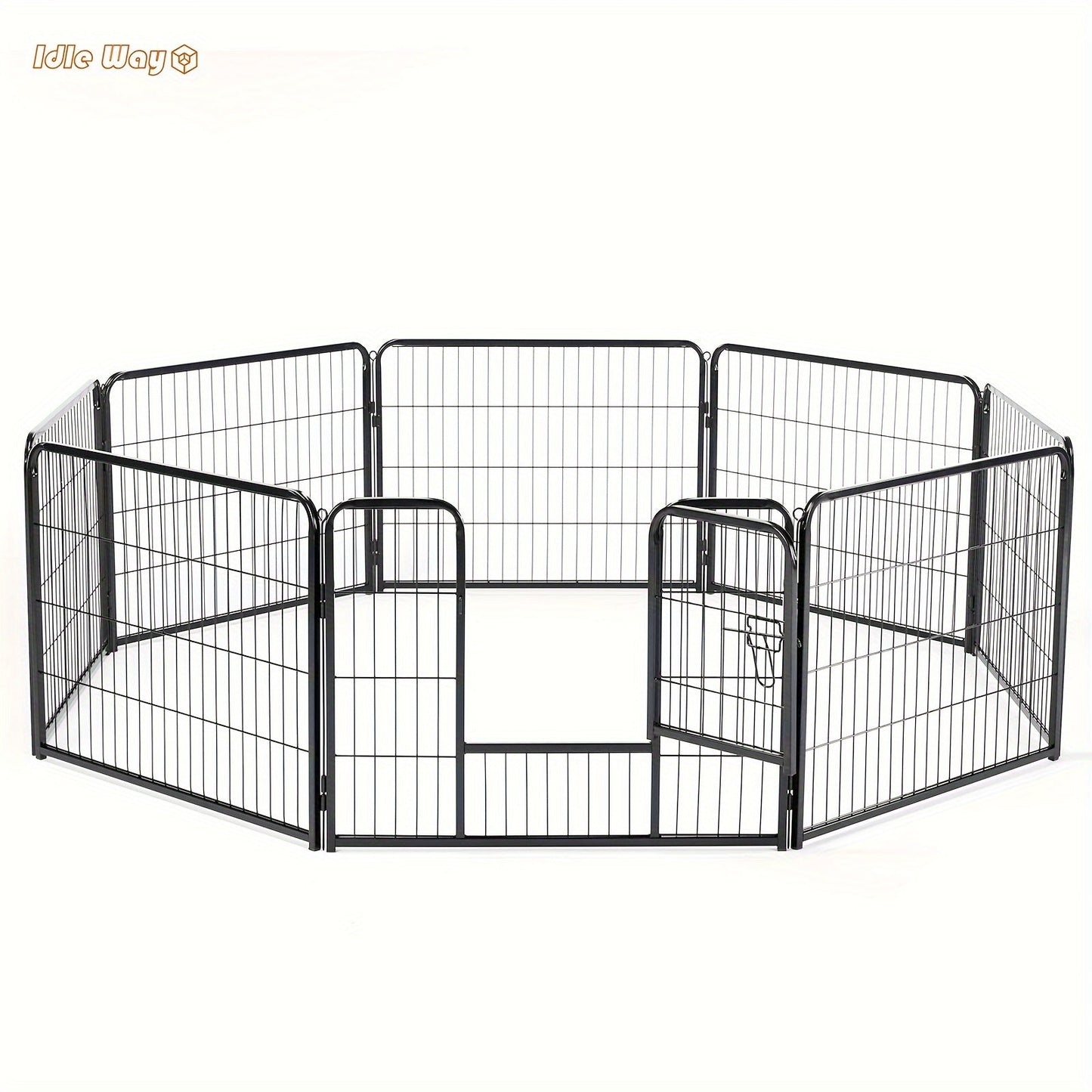 Metal Dog Playpen with Door DIY 8 or 16 Panel Foldable Pet Pen for Small Medium Large Dogs Puppies Easy Assemble Indoor Outdoor Use 24 32 40 Inch Height