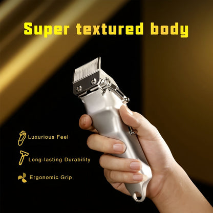 4-in-1 Men's Grooming Kit - Dragon Engraved Hair Clipper, T-Blade Trimmer, Nose Groomer & Shaver, 6000 RPM Motor, USB Rechargeable, LED Battery Display, Perfect Gift for Men