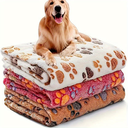 Pet Blanket 3 Pack - Super Soft Fleece Flannel Throw for Dogs Cats Puppies, Cute Paw Bone Elephant Dot Patterns, Small Medium Large Sizes, Cozy Dog Cat Blanket with Free Pet Drying Towel