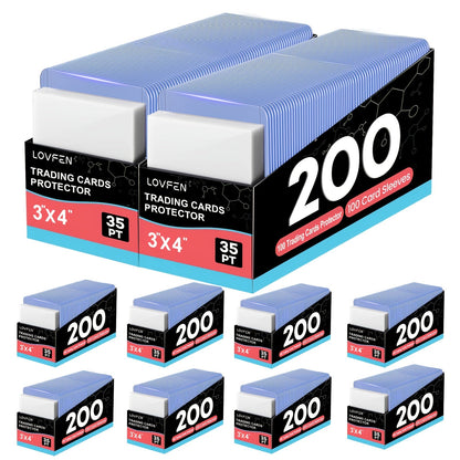 Card Toploads & Sleeves 3x4 Hard Plastic Combo - 100/200/500/2000 Count Regular Top Loading Card Holders for Baseball Football Sports Trading Cards