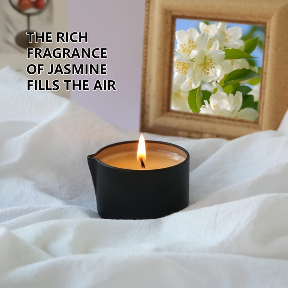 Massage Oil Candle 2-in-1 Soy Wax Scented Candle with Essential Oil — Moisturizing Warm Body Lotion for Spa Pedicure Relaxation Aromatherapy Gift for Women 2oz Multiple Scents