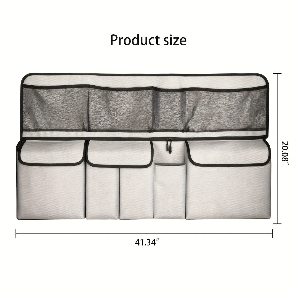 Car Trunk Organizer Bag - High Capacity Oxford Cloth Rear Seat Storage with Adjustable Dividers & Storage Pockets, Universal Fit for Cars, SUVs & Trucks