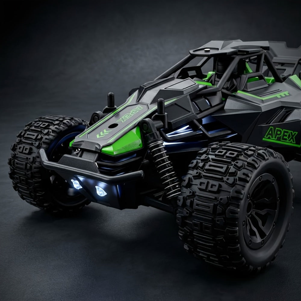 RC Monster Truck 1:20 Scale 4WD with LED Headlights – 2.4GHz All-Terrain Off-Road Remote Control Car, High-Speed Amateur RC Vehicle, Birthday Gift for Boys, Fast & Furious Green Yellow Red
