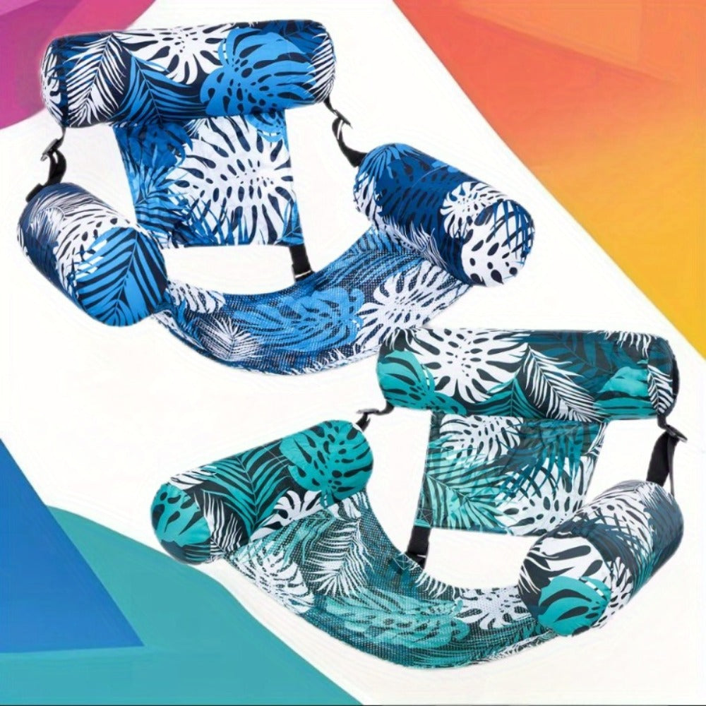 Inflatable Pool Float Chair for Adults – Leaf Design Floating Lounger with Mesh Sling Seat & Soft Fabric Cover, 1 or 2 Pack, Pool Beach Lake Summer Water Toy