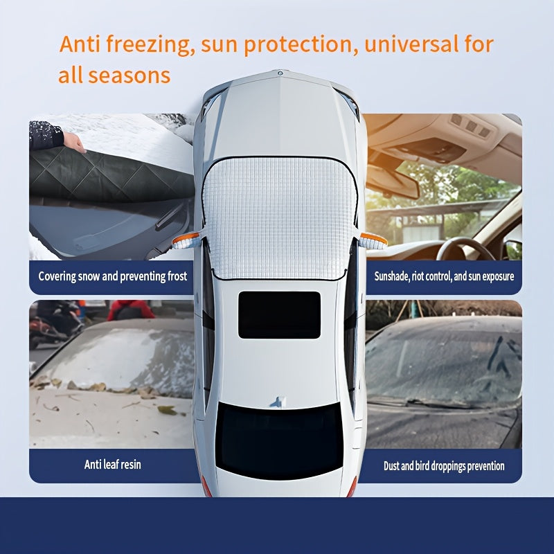 Four Seasons Car Window Snow Cover Large Magnetic Car Windshield Snow Cover Anti Freezing Snow Windshield Glass Sunshade Advanced Magnetic Car Windshield Sunshade - Durable, Easy to Install, Enhance Visibility And Protection Sunscreen