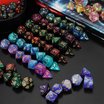 DnD Polyhedral Dice Set 84pcs – Starry Night Glitter Dice with Pouch & Tray for D&D RPG MTG Tabletop Games, Complete 12-Color Collection, Gift for Gamers
