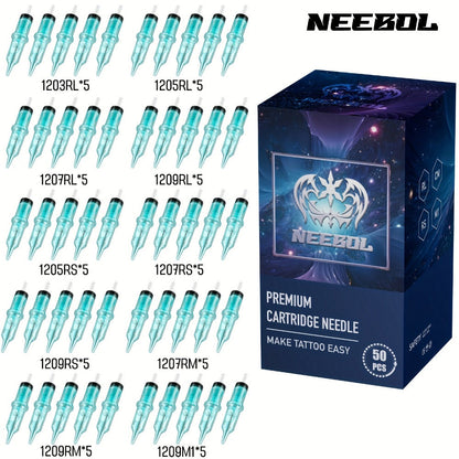 Tattoo Cartridge Needles Disposable 20/50pcs - Standard Round Liner RL & Round Magnum RM Mixed Sizes, Sterile Tattoo Needle Cartridges for Professional Artists & Beginners, Body Art Supplies