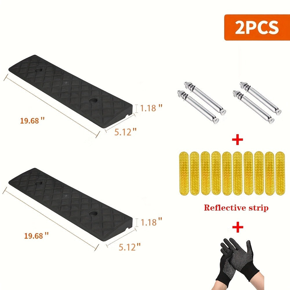 Portable Plastic Car Ramps - Heavy Duty Anti-Slip Threshold Ramps for Cars, Wheelchairs, Bicycles & Medical Equipment, Weather Resistant, Multiple Heights Available