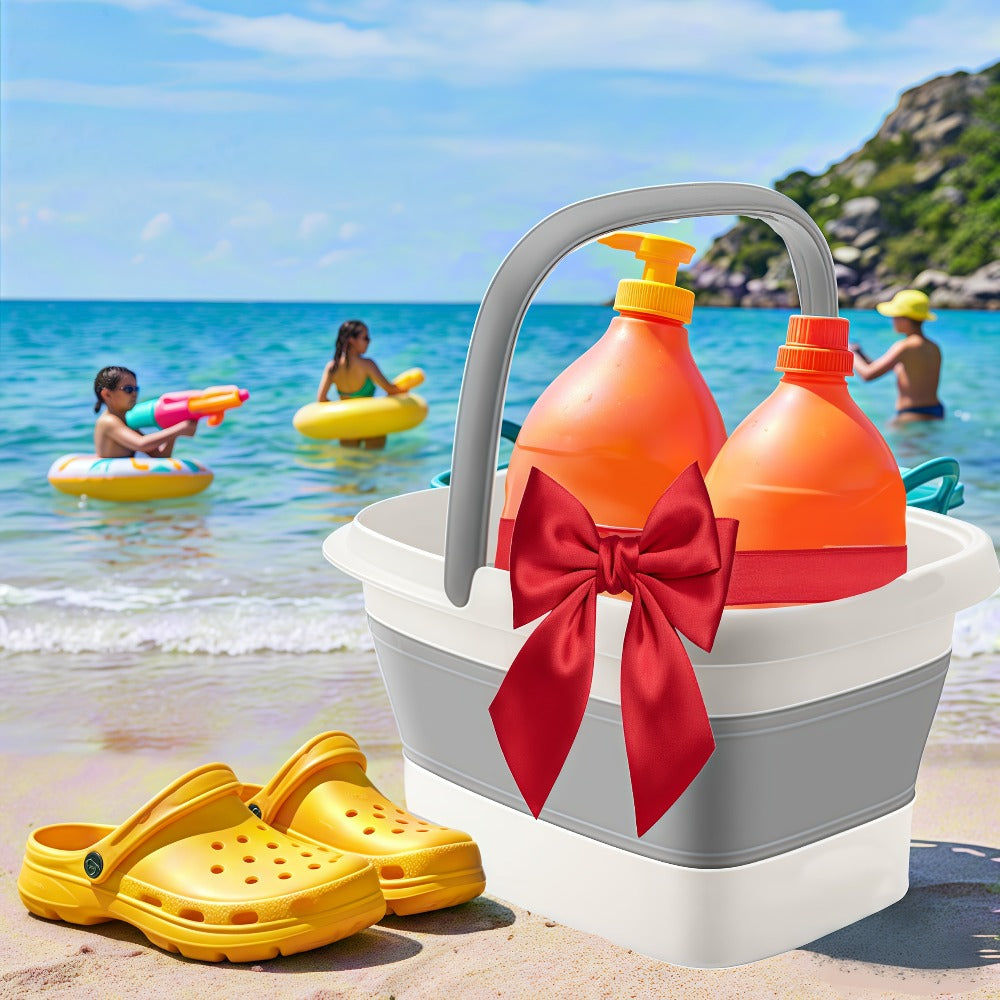 Foldable Foot Bath Bucket 3.96 Gallon Collapsible Portable Pedicure Basin with Sturdy Handle – Space-Saving Foot Soak Tub for Home Salon Travel Available in Grey Green Pink Yellow