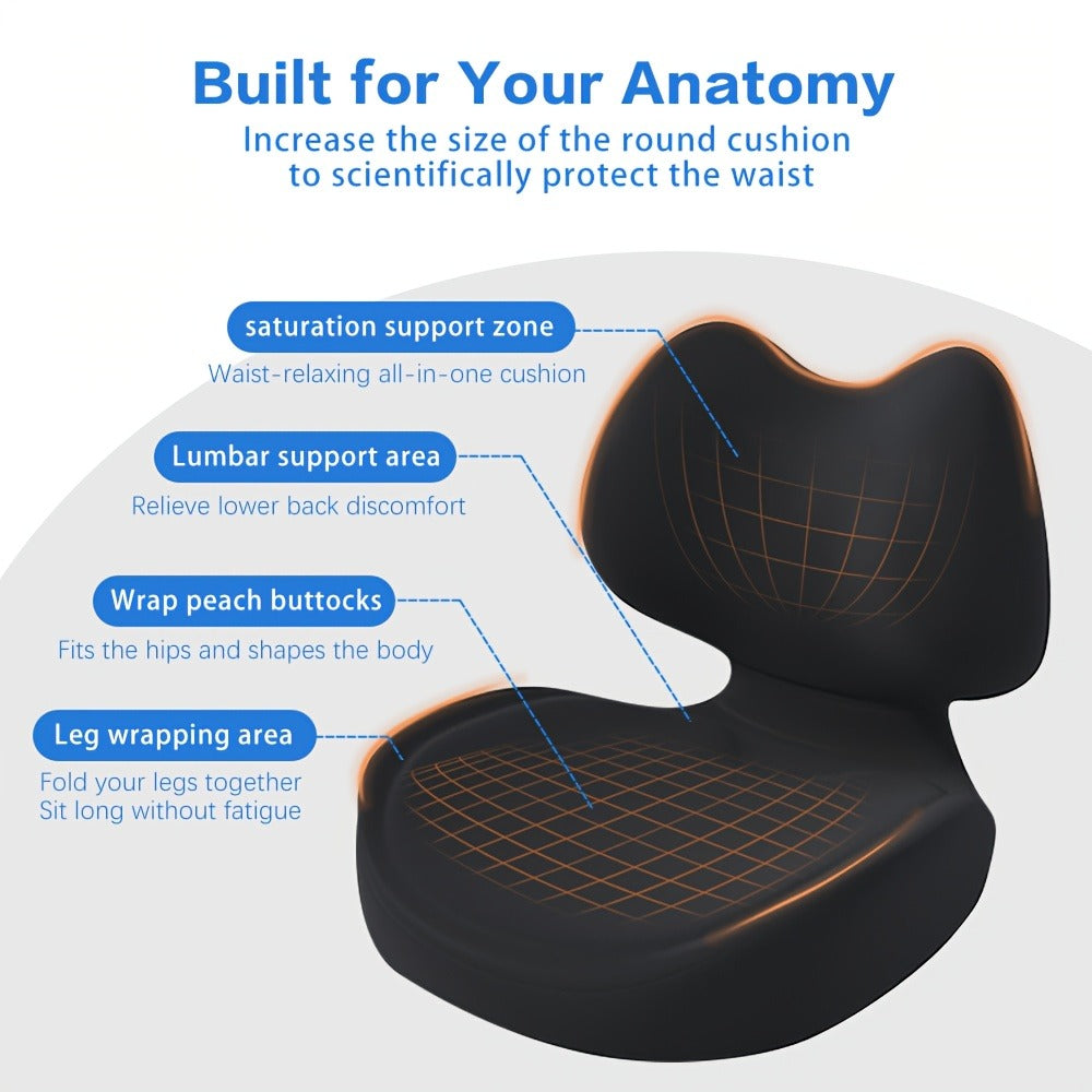 Ergonomic Seat Cushion for Tailbone & Lumbar Pain Relief - Memory Foam L-Shaped Car & Office Chair Cushion for Truck Drivers & Long Sitting