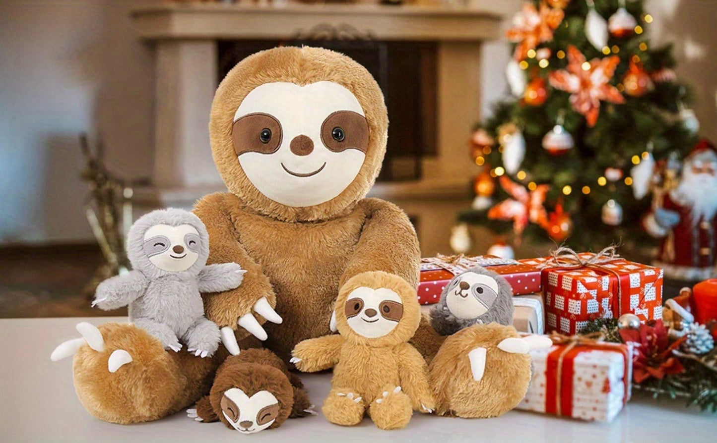 Large Sloth Stuffed Animal Set 5 Pack 22 Inch – Realistic Bradypus Plush with 4 Small Sloth Toys, Birthday Christmas Halloween Gift for Boys Girls Kids by MaoGoLan