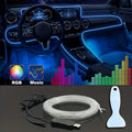 118" RGB LED Car Interior Lighting Kit - USB Powered, App-Controlled with Music Sync & Fiber Optics for Dashboard And Doors, Without Battery