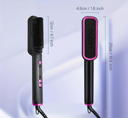 6-Setting Ionic Hair Straightener Brush with Fast Heat-Up & Anti-Scald Protection – Precise Temperature Control Flat Iron Straightening Comb for Women, All Hair Types, Home & Salon Use
